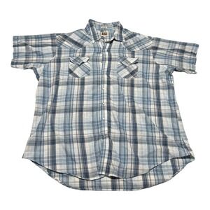 Ely Cattleman Tall Man Plaid Pearl Snap Casual Button Down Men's 3XL Tall